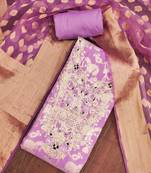 Lavender banarasi modal digital print unstitched dress material