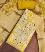 Mustard banarasi modal digital print unstitched dress material