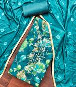 Turquoise modal cotton printed unstitched dress material