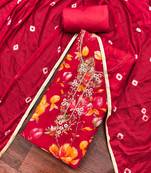 Red modal cotton printed unstitched dress material
