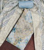 Blue banarasi modal digital print unstitched dress material