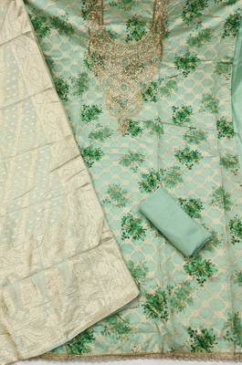 Mint banarasi modal digital print unstitched dress material 3