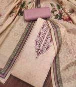 Lavender cotton silk embellished unstitched dress material