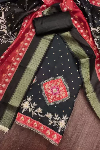 Black premium rayon cotton digital print unstitched dress material