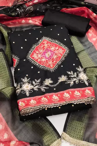 Black premium rayon cotton digital print unstitched dress material