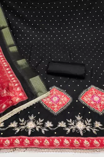 Black premium rayon cotton digital print unstitched dress material