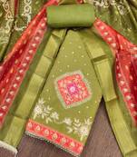 Green premium rayon cotton digital print unstitched dress material