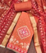 Orange premium rayon cotton digital print unstitched dress material