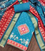 Blue premium rayon cotton digital print unstitched dress material