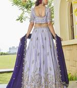Lavender Tissue crepe Lehenga with Vibrant Contrast Dupatta