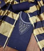 Navy blue premium rayon cotton digital print unstitched dress material