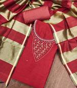 Maroon premium rayon cotton digital print unstitched dress material