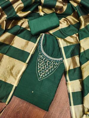 Dark green premium rayon cotton digital print unstitched dress material 1