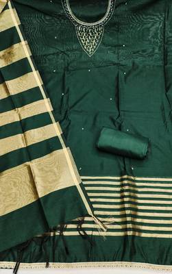 Dark green premium rayon cotton digital print unstitched dress material 3