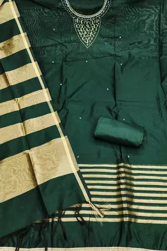 Dark green premium rayon cotton digital print unstitched dress material