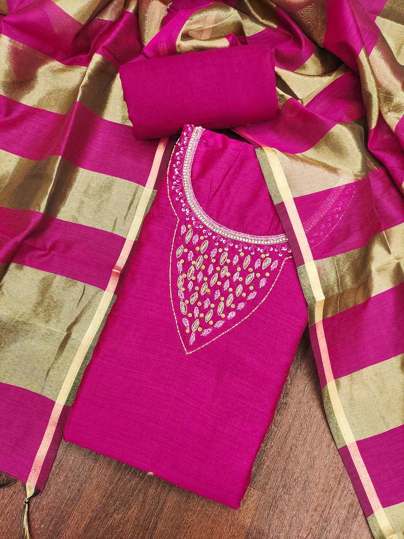 Magenta premium rayon cotton digital print unstitched dress material