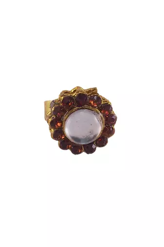 Copper stone stud brass ring / adjustable ring with natural stones/ sku-rin280