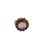 Copper stone stud brass ring / adjustable ring with natural stones/ sku-rin280