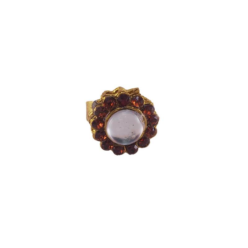Copper stone stud brass ring / adjustable ring with natural stones/ sku-rin280