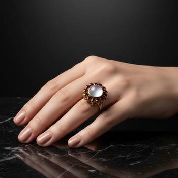 Copper stone stud brass ring / adjustable ring with natural stones/ sku-rin280 4