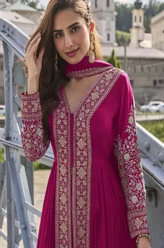 Pink embroidered pakistani anarkali suit