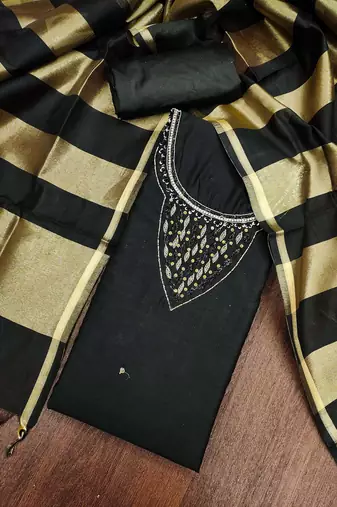 Black premium rayon cotton digital print unstitched dress material