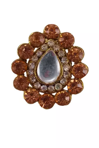 Pich stone stud brass ring / premium gold plated wedding ring for  women