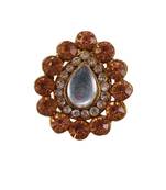 Pich stone stud brass ring / premium gold plated wedding ring for  women