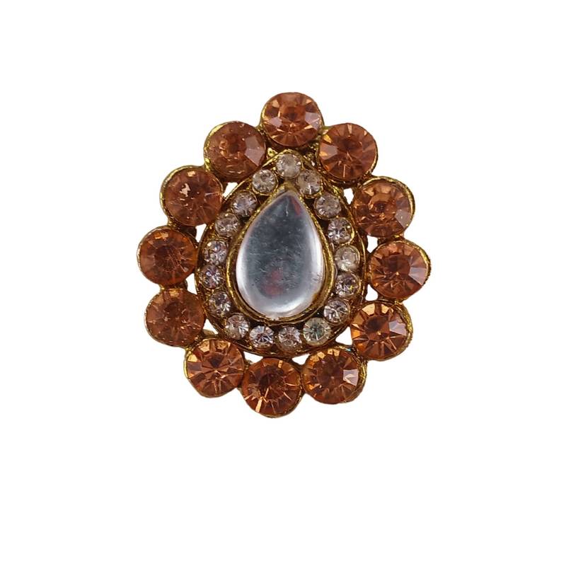 Pich stone stud brass ring / premium gold plated wedding ring for  women