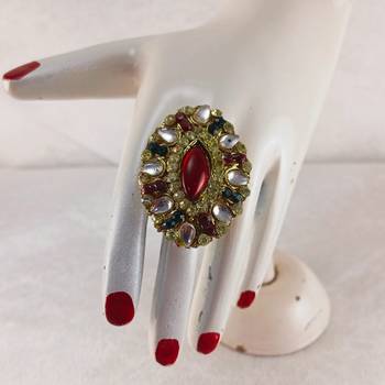 Multi stone stud brass ring /trendy adjustable stainless steel ring /sku-rin279 3