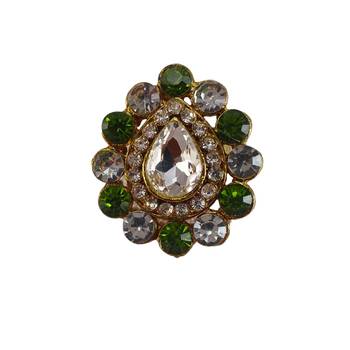 Multi stone stud brass ring / premium gold plated wedding ring for  women 1