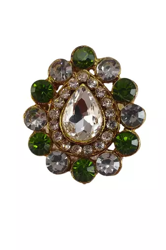 Multi stone stud brass ring / premium gold plated wedding ring for  women