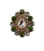 Multi stone stud brass ring / premium gold plated wedding ring for  women