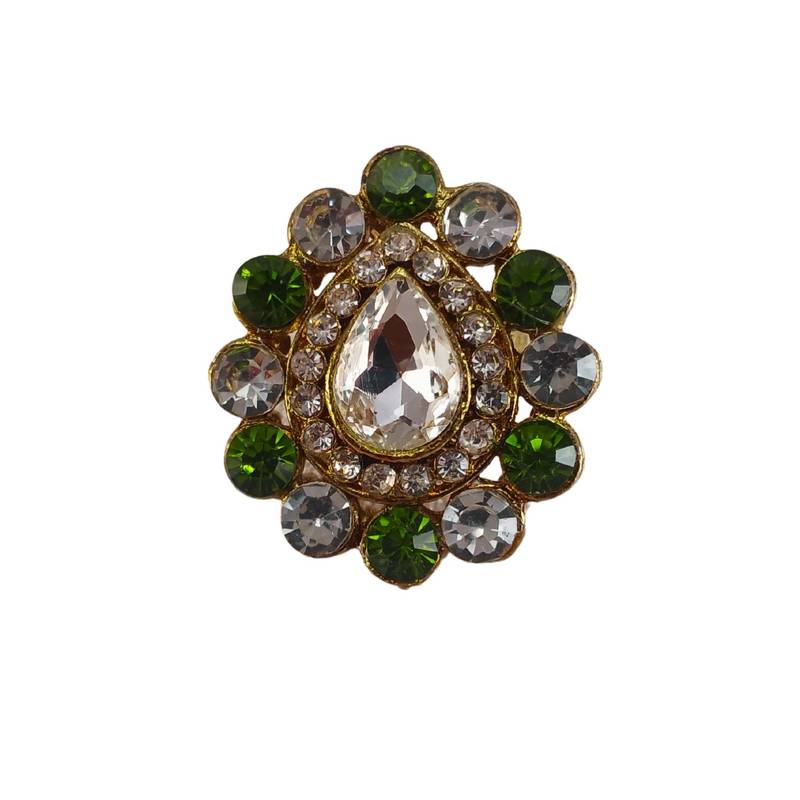 Multi stone stud brass ring / premium gold plated wedding ring for  women