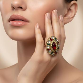 Multi stone stud brass ring /trendy adjustable stainless steel ring /sku-rin279 4