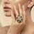 Multi stone stud brass ring / premium gold plated wedding ring for  women