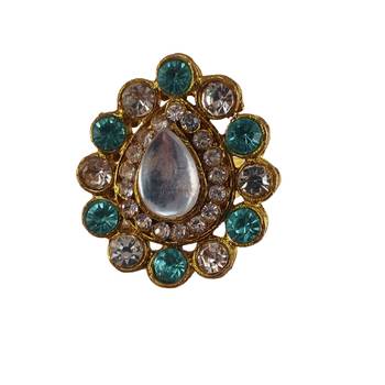 Multi stone stud brass ring / premium gold plated wedding ring for  women / trendy adjustable stainless steel ring 1