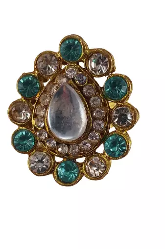 Multi stone stud brass ring / premium gold plated wedding ring for  women / trendy adjustable stainless steel ring