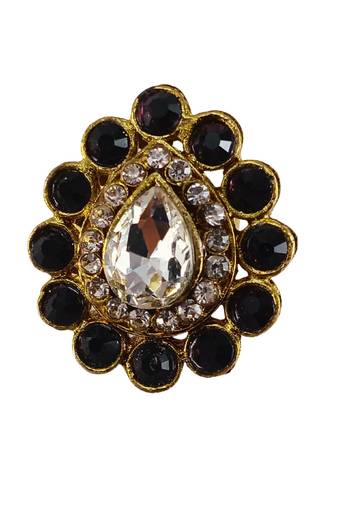 Dark beige stone stud brass ring/ premium gold plated wedding ring for  women / stylish & durable