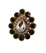 Dark beige stone stud brass ring/ premium gold plated wedding ring for  women / stylish & durable