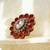 Red stone stud brass ring / premium gold plated wedding ring for  women