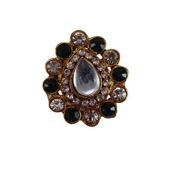 Multi stone stud brass ring/ stylish & durable/ trendy adjustable stainless steel ring 1