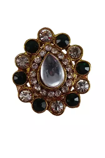 Multi stone stud brass ring/ stylish & durable/ trendy adjustable stainless steel ring