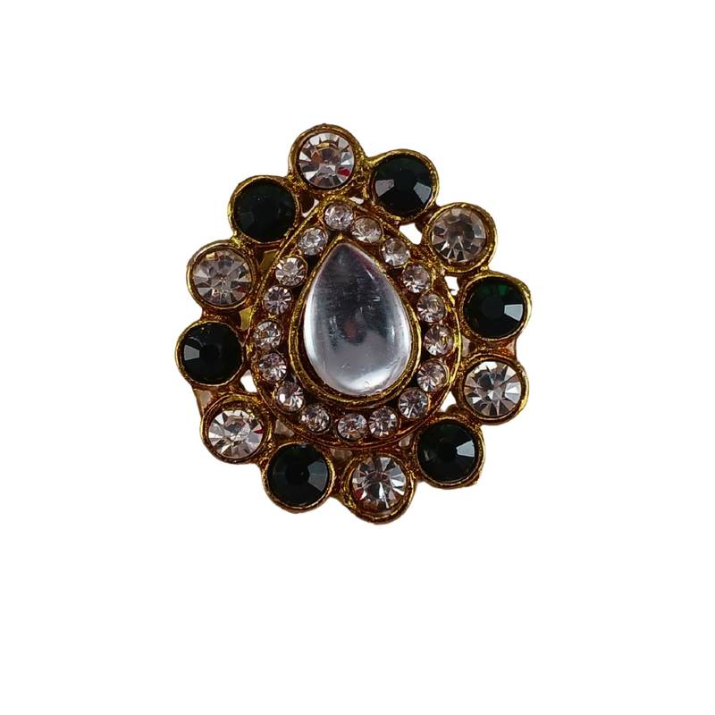 Multi stone stud brass ring/ stylish & durable/ trendy adjustable stainless steel ring