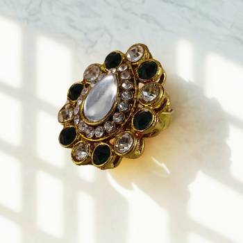 Multi stone stud brass ring/ stylish & durable/ trendy adjustable stainless steel ring 2