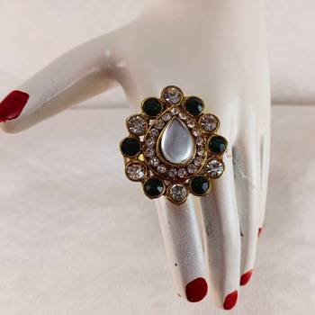 Multi stone stud brass ring/ stylish & durable/ trendy adjustable stainless steel ring 3