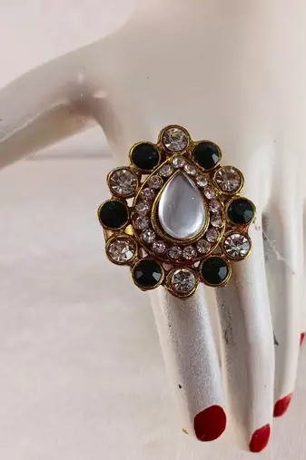 Multi stone stud brass ring/ stylish & durable/ trendy adjustable stainless steel ring