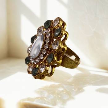 Multi stone stud brass ring / adjustable ring with stones/ sku-rin271 sku-rin271 2