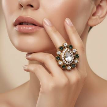 Multi stone stud brass ring / adjustable ring with stones/ sku-rin271 sku-rin271 3