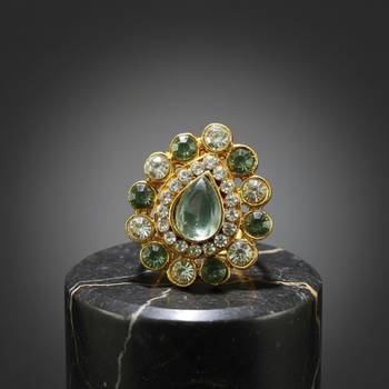 Multi stone stud brass ring / adjustable ring with stones/ sku-rin271 sku-rin271 4